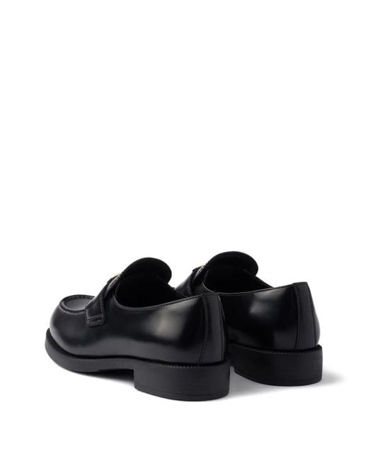 Prada Black Brushed Leather Loafers