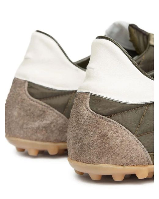 Maison Margiela Green Quilted Polyester And Suede Sneakers With Textured Sole for men