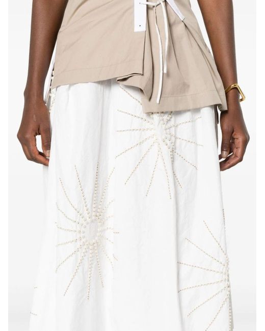 Dries Van Noten White Soni Embroidered Skirt