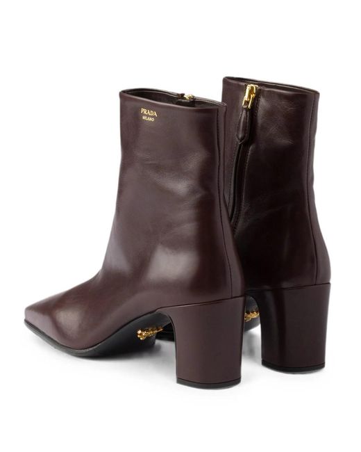Prada Brown Leather Ankle Boots