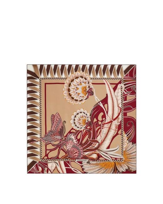 Ferragamo Pink Giada Print Silk Scarf