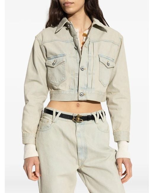 Vivienne Westwood White Marlene Crop Denim Jacket
