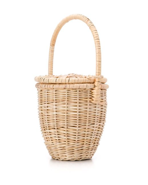 Patou White Wicker Bucket Bag