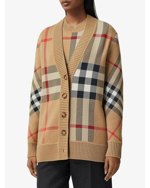 Burberry Brown Check Motif Wool Cardigan