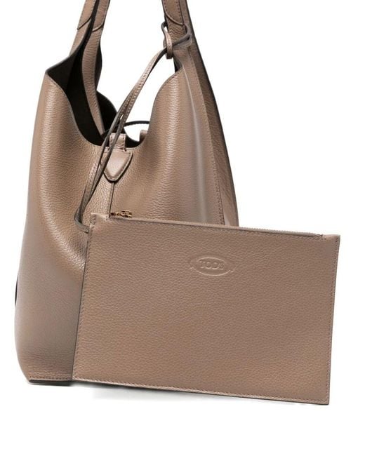 Tod's Brown T Timeless Small Leather Shopping Bag