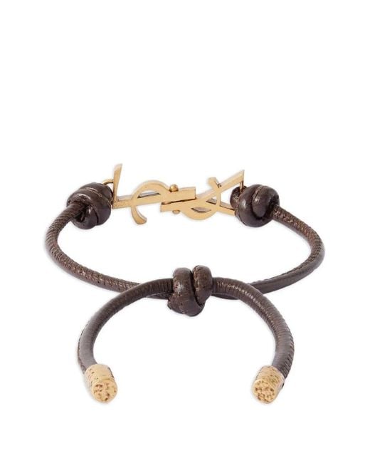 Saint Laurent White Logo Leather Bracelet