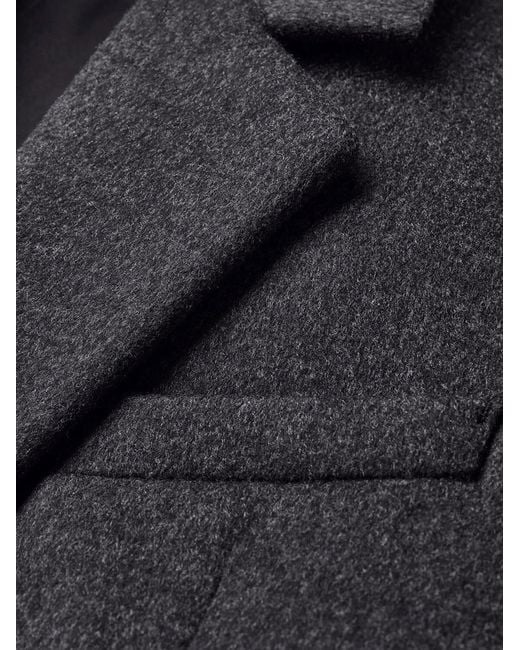 Saint Laurent Blue Brushed Wool Double-Faced Coat for men