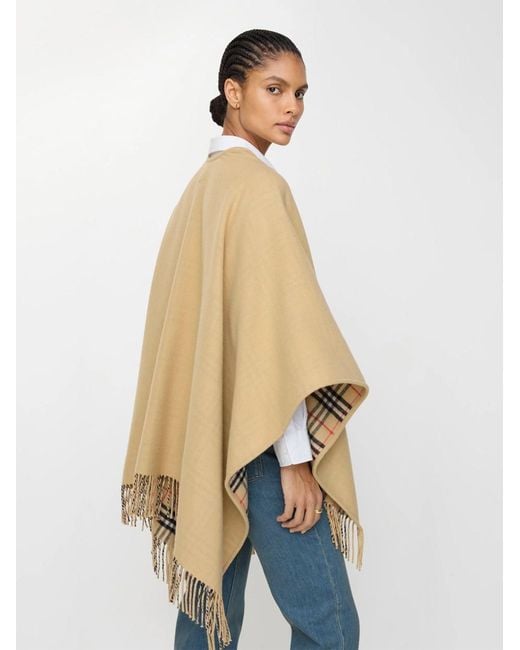 Burberry Natural Reversible Check Wool Cape