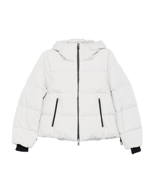 Herno White Hooded Quilted Jacket