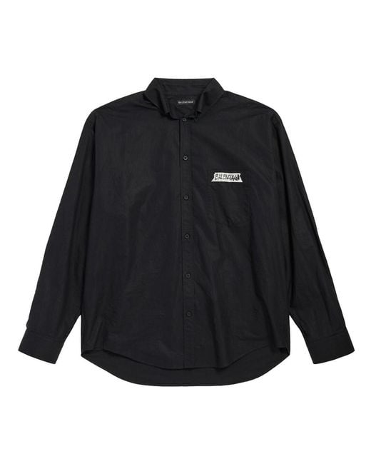 Balenciaga Masking Tape Shirt Long Sleeve Wide Fit In Black Clothing for men