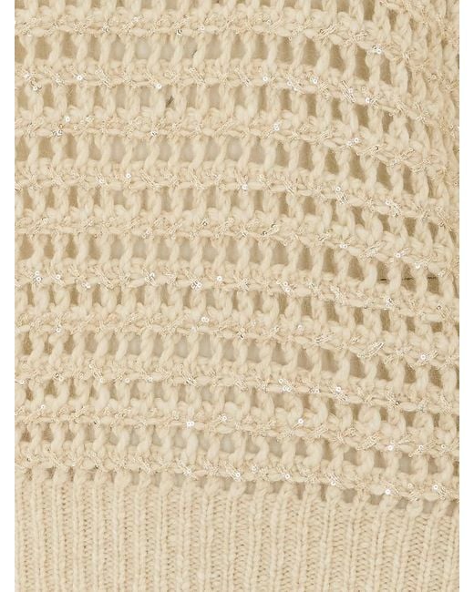 Brunello Cucinelli Natural Pullover With Mesh Knit