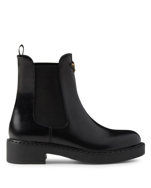 Prada Black Brushed Leather Chelsea Boots