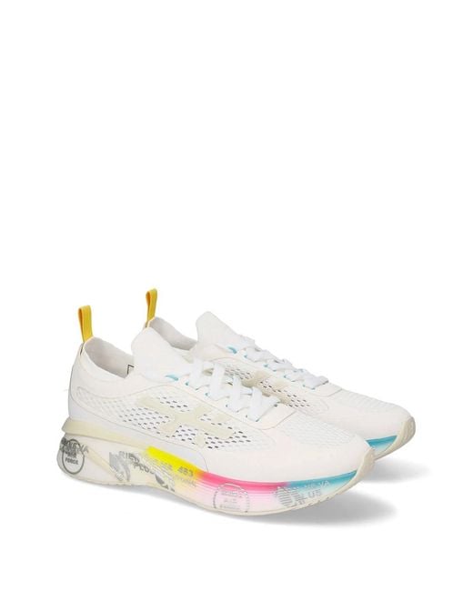 Premiata White Moerun Mesh-Panel Sneakers for men