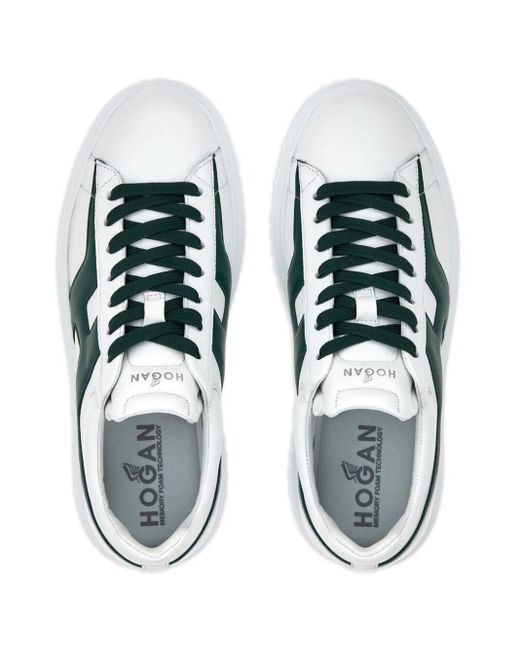Hogan Green H-stripes Leather Sneakers for men