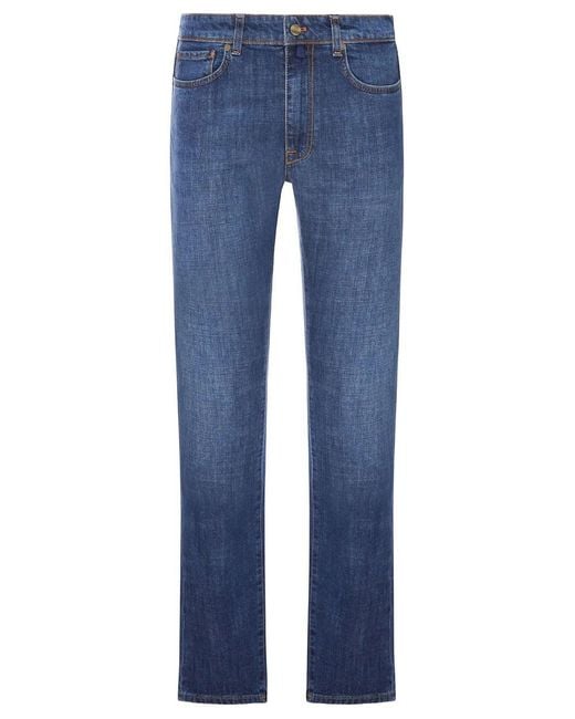 Incotex Dark Blue Regular Fit Straight Jeans for men