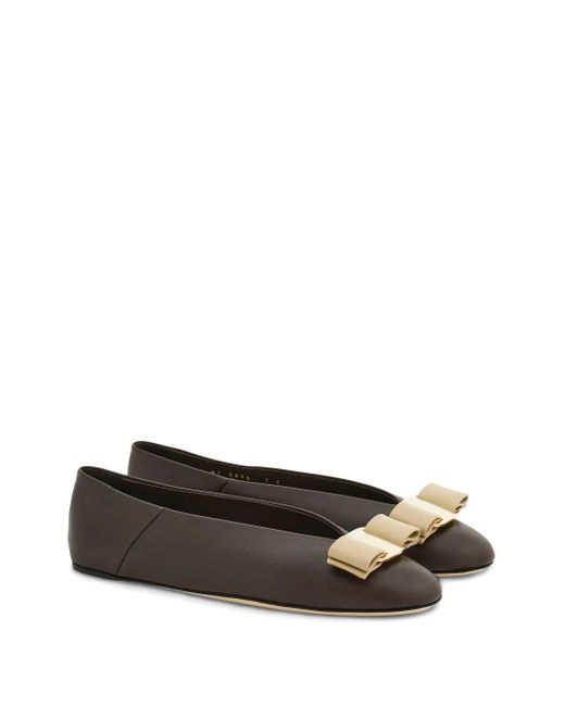 Ferragamo Brown Vara Bow Ballerinas Shoes