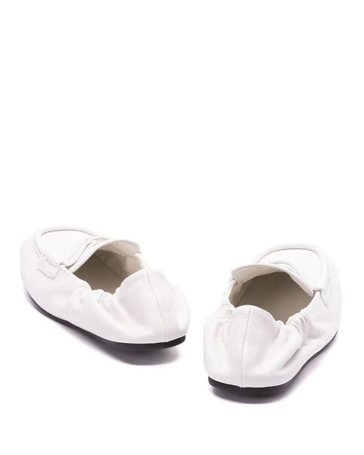 Miu Miu White Ruches Nappa Leather Loafers
