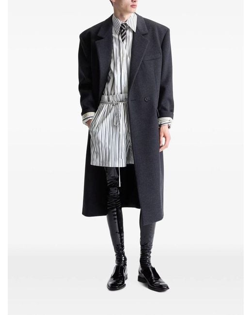Saint Laurent Blue Brushed Wool Double-Faced Coat for men