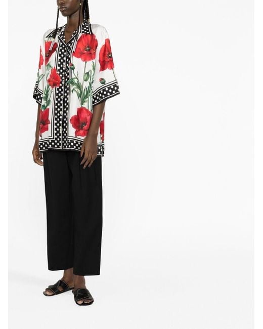 Dolce & Gabbana Multicolor Floral-print Silk-twill Shirt