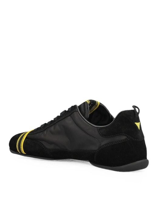 Fendi Black Wrap Low Top Sneaker In Suede And Fabric for men