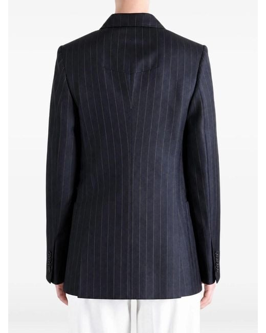 Givenchy Blue Double-Breasted Striped Wool Jacket