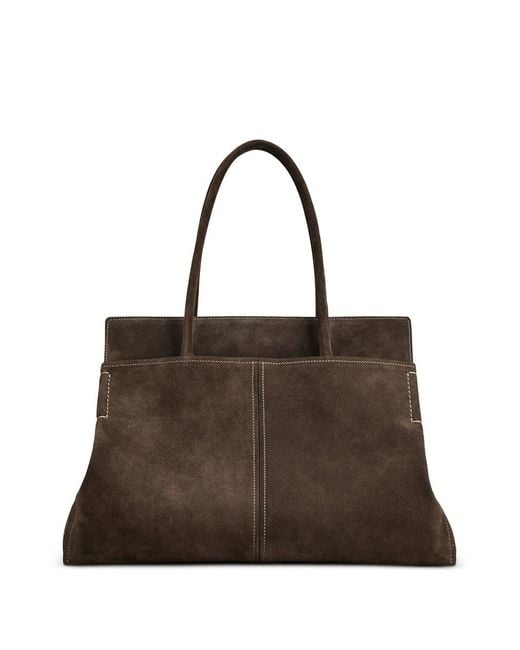 Tod's Brown Medium Suede Leather Shopping Bag