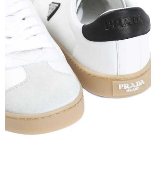 Prada White Calf Leather Sneakers for men