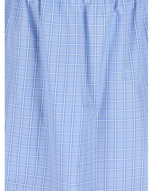 Miu Miu Blue Plaid-Pattern Popeline Mini Dress