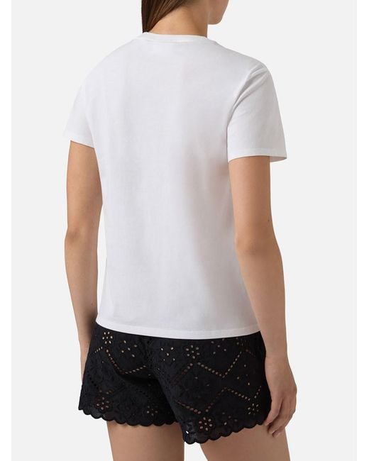 Mc2 Saint Barth White Emilie T-Shirt With Embroidery + Bags That Hide