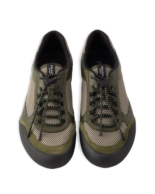 Prada Black Speedrock Leather And Mesh Fabric Sneakers for men