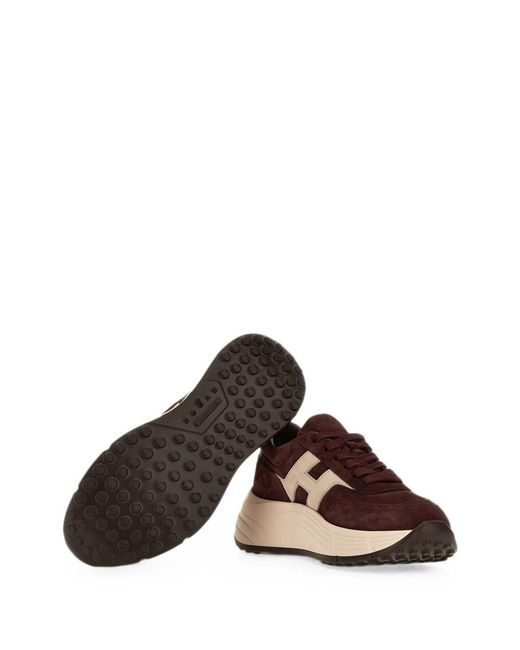 Hogan Brown Hi-Fi Suede Sneakers