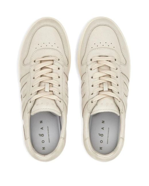Hogan White H-Tv Nubuck Leather Sneakers for men