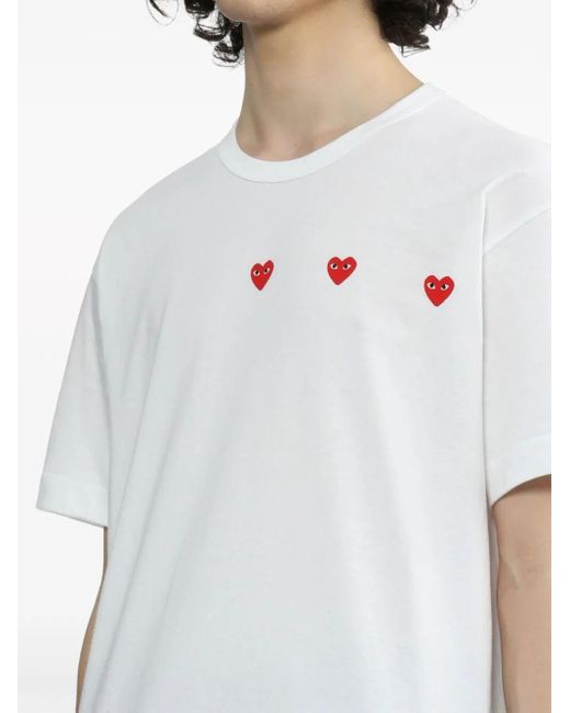 COMME DES GARÇONS PLAY White Triple Hearts T-Shirt for men