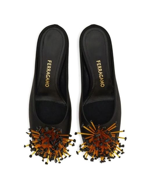 Ferragamo Black Satin Mules