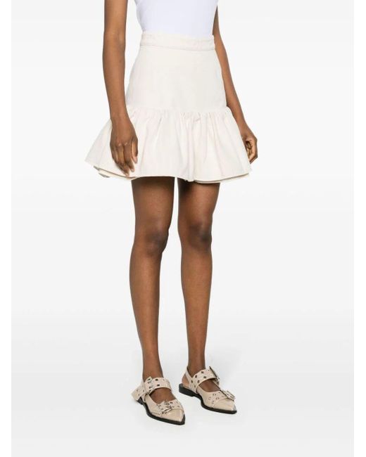 Patou White Miniskirt With Ruffles