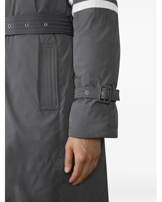 Thom Browne Gray Poly Twill 4-bar Hooded Down Parka With Belt for men