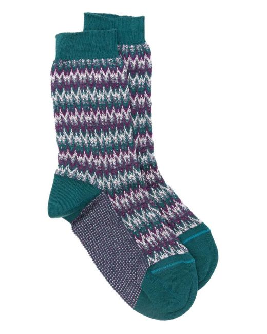 Missoni Blue Chaussettes À Motif Zigzag