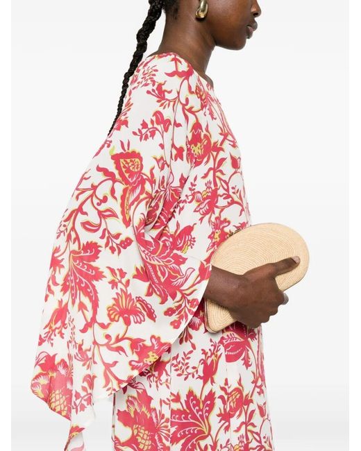 Etro Red Floral-Print Maxi Dress