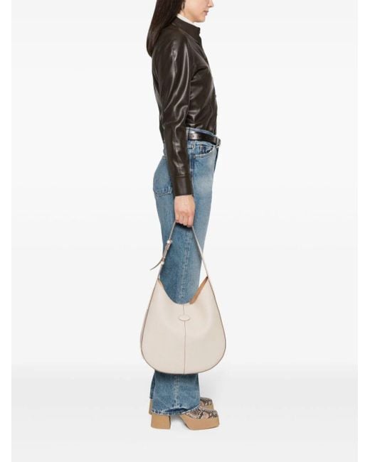 Tod's Natural Bi Small Leather Hobo Bag