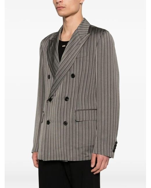 Dries Van Noten Gray Balto Double-Breasted Blazer for men