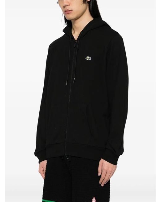Lacoste Black Zipped Fleece Sweatshirt for men