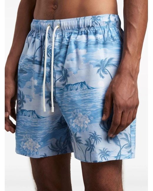 Palm Angels Blue Swim Shorts Swimwear for men
