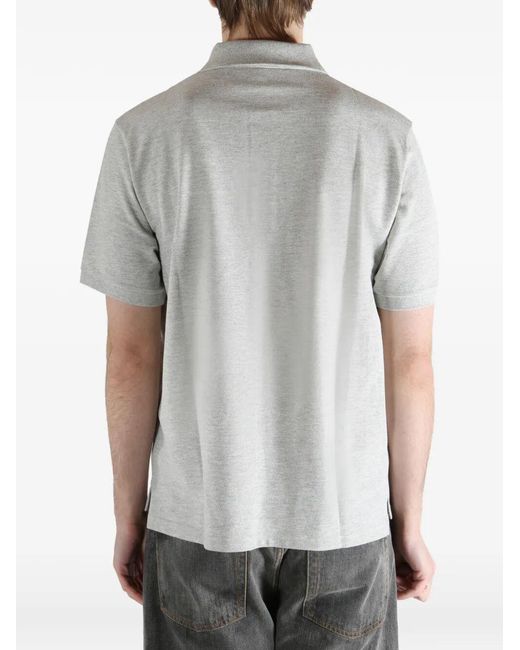 Saint Laurent Gray Cassandre Embroidery Cotton Blend Polo Shirt for men