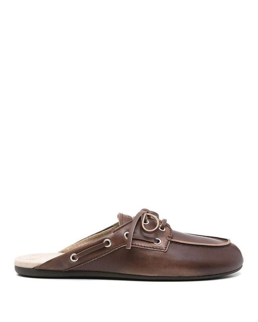 Miu Miu Brown Faded Leather Deck Mules
