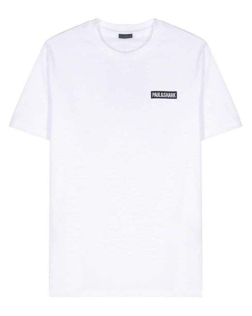 Paul & Shark White Embroidered Logo T-shirt Clothing for men