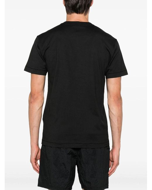 Stone Island Black Slim Fit T-Shirt With Compass Badge for men