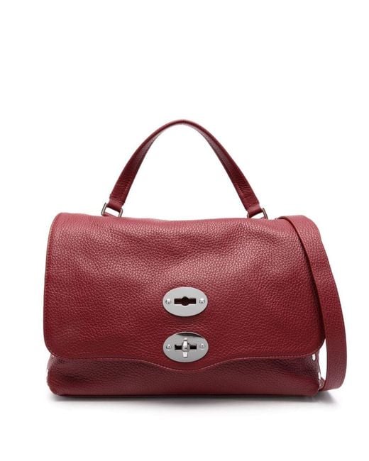 Zanellato Red Tumbled Leather Small Postina Daily Giorno Bag
