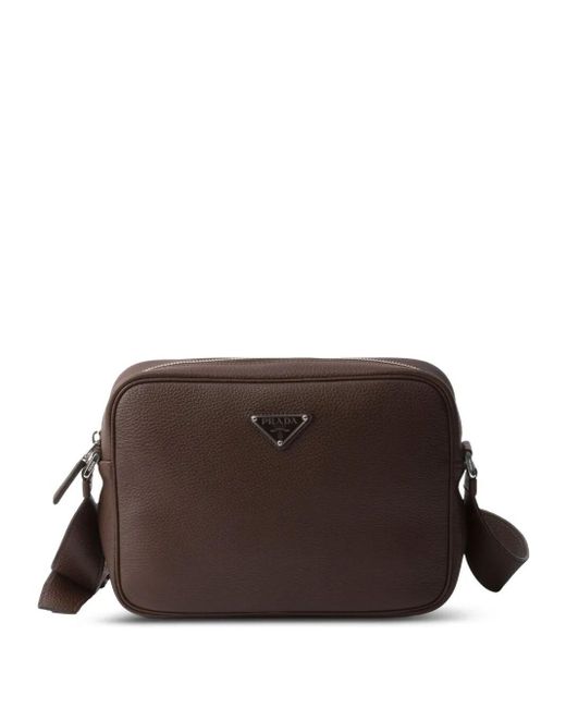 Borsa Messenger Con Logo di Prada in Brown da Uomo