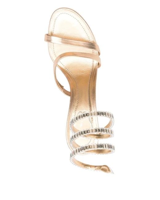 Rene Caovilla Metallic Open Toe Heels