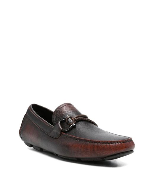 Ferragamo White Front4 Sfumato Leather Driver Loafers for men